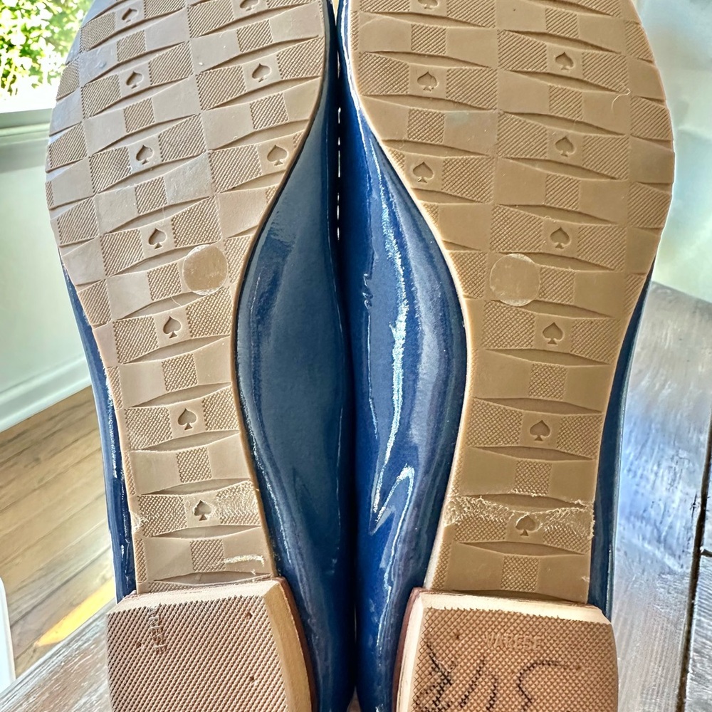 Kate Spade Navy Blue Patent Leather Ballet Flats With Bow Old Money Preppy - Picture 8 of 8